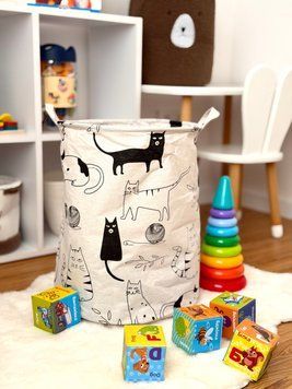 КОРЗИНКА для іграшок (35х42 см) кошенята 🐈&zwj;⬛  MR 0610 1 фото