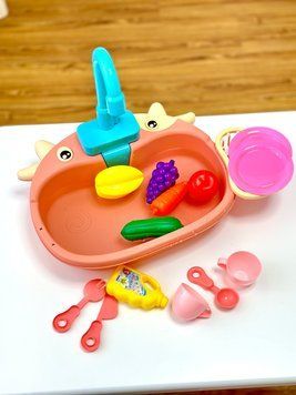 🍽️🚰 Іграшкова кухонна мийка з аксесуарами &ndash; весела гра та навчання в одному наборі! 🧼🍎 388-6 рожева фото